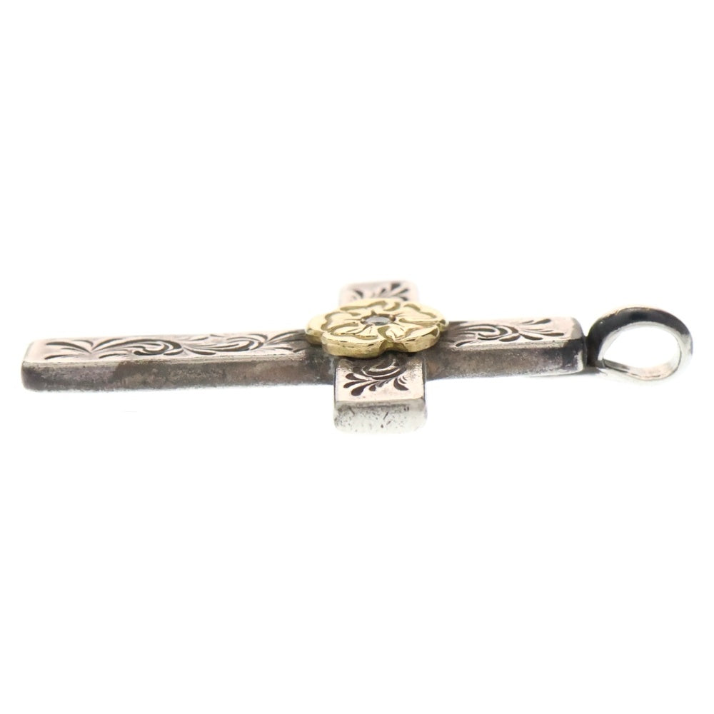 鷲見太郎(ワシミタロウ) Mini Arabesque Cross Pendant S K18 Flower Metal Diamond 2mm ミニアラベスククロスダイヤモンド付きフラワーメタル ペンダントトップ シルバー/ゴールド