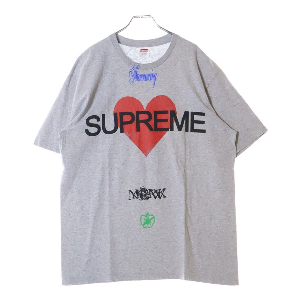 SUPREME(シュプリーム) 25SS Announcing Tee プリントロゴ クルーネック 半袖Tシャツ グレー