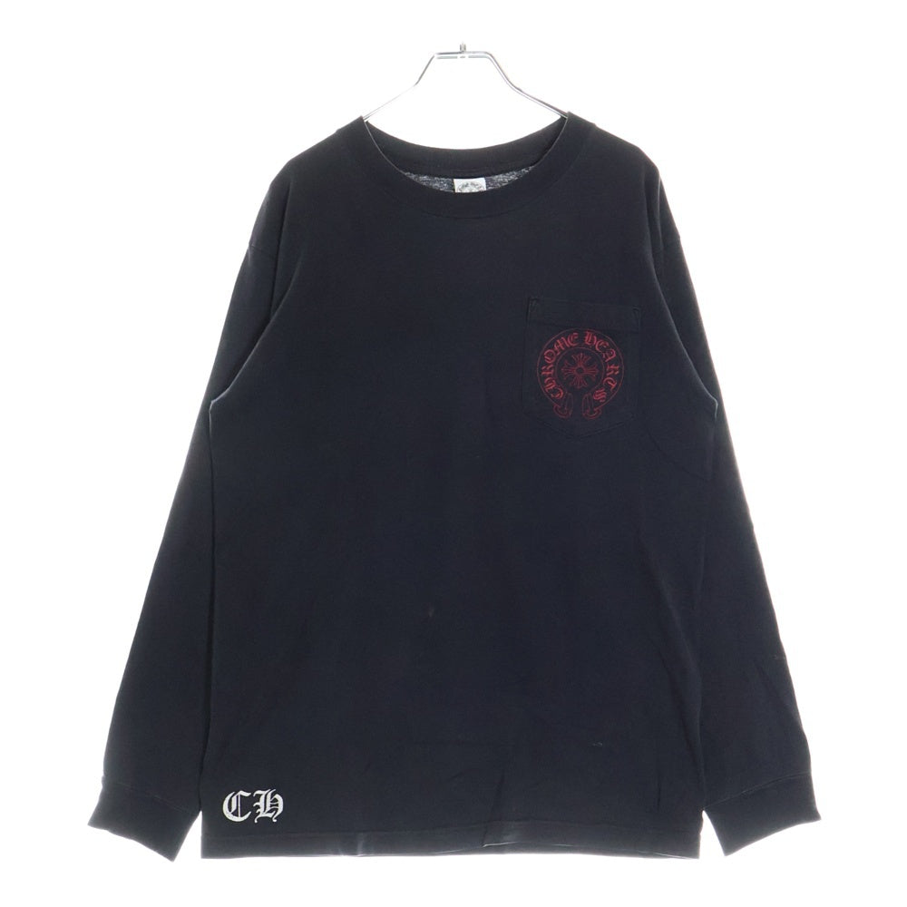 CHROME HEARTS(クロムハーツ) FLRL CRS L/S Tee バックフローラルクロスプリント クルーネック 長袖Tシャツ ブラック