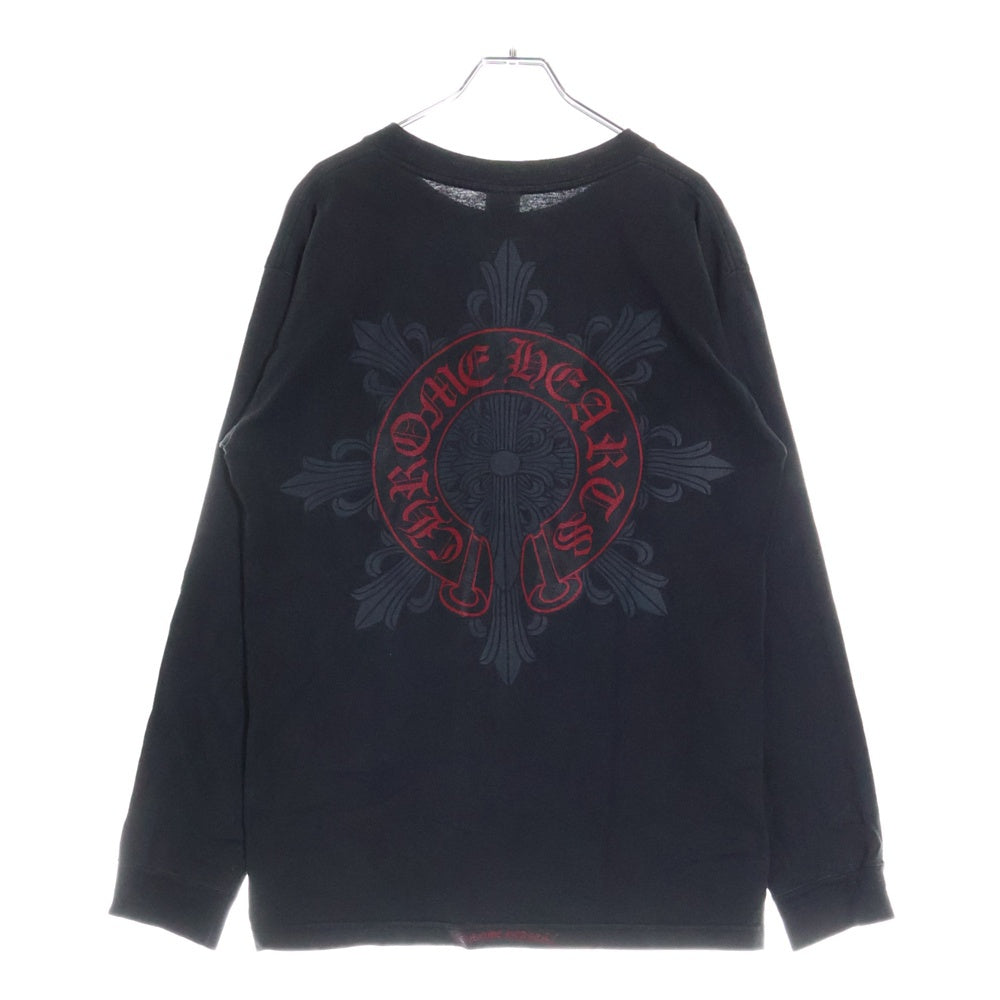 CHROME HEARTS(クロムハーツ) FLRL CRS L/S Tee バックフローラルクロスプリント クルーネック 長袖Tシャツ ブラック