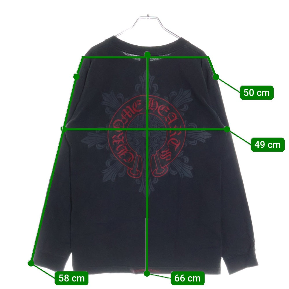 CHROME HEARTS(クロムハーツ) FLRL CRS L/S Tee バックフローラルクロスプリント クルーネック 長袖Tシャツ ブラック