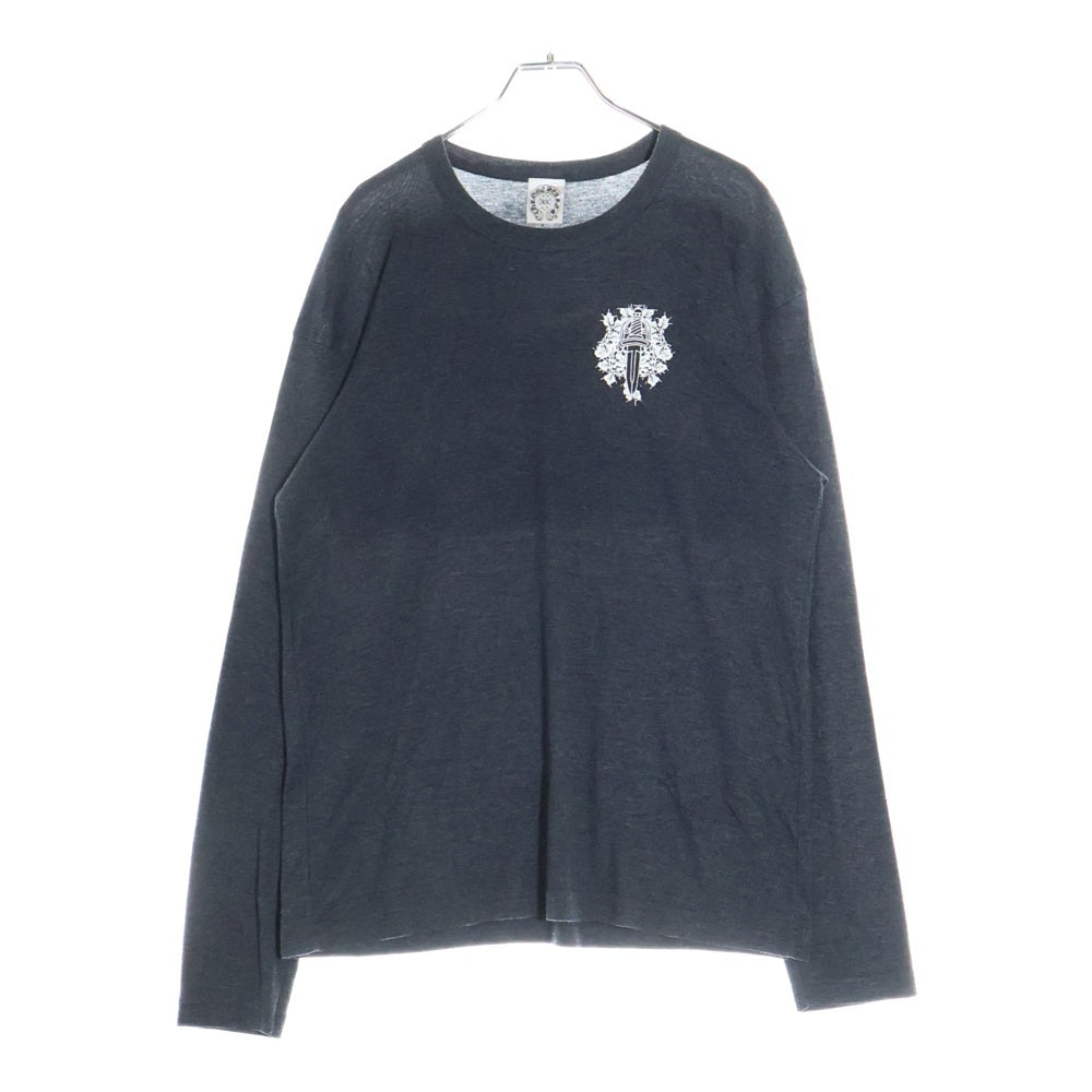 CHROME HEARTS(クロムハーツ) OLD Dagger Waffle フロントプリント クルーネック 長袖Tシャツ グレー