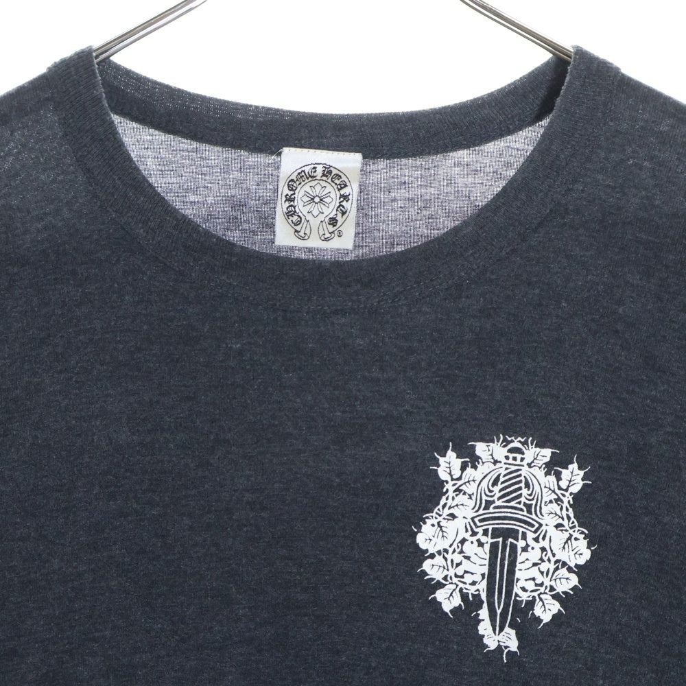 CHROME HEARTS(クロムハーツ) OLD Dagger Waffle フロントプリント クルーネック 長袖Tシャツ グレー