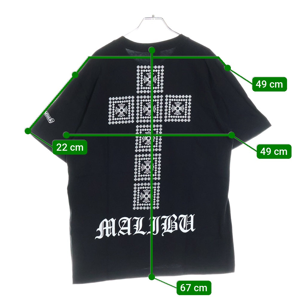 CHROME HEARTS(クロムハーツ) OLD MALIBU Exclusive Square Cross Tee マリブ限定 バックスクエアクロスプリント クルーネック 半袖Tシャツ ブラック