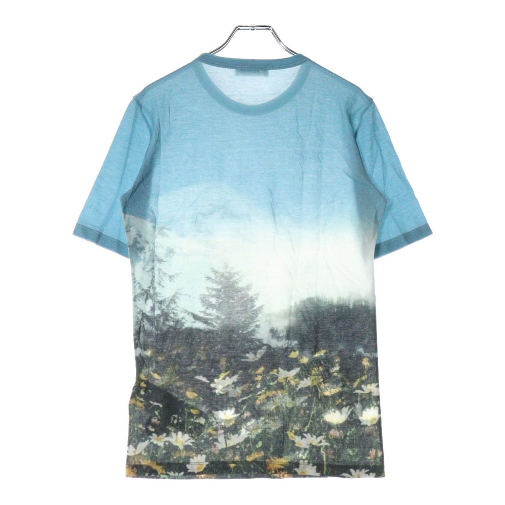 JIL SANDER(ジルサンダー) ALPS TECH COTTON TEE アルプス総柄プリント クルーネック 半袖Tシャツ ブルー J40GC0109 J20030 レディース