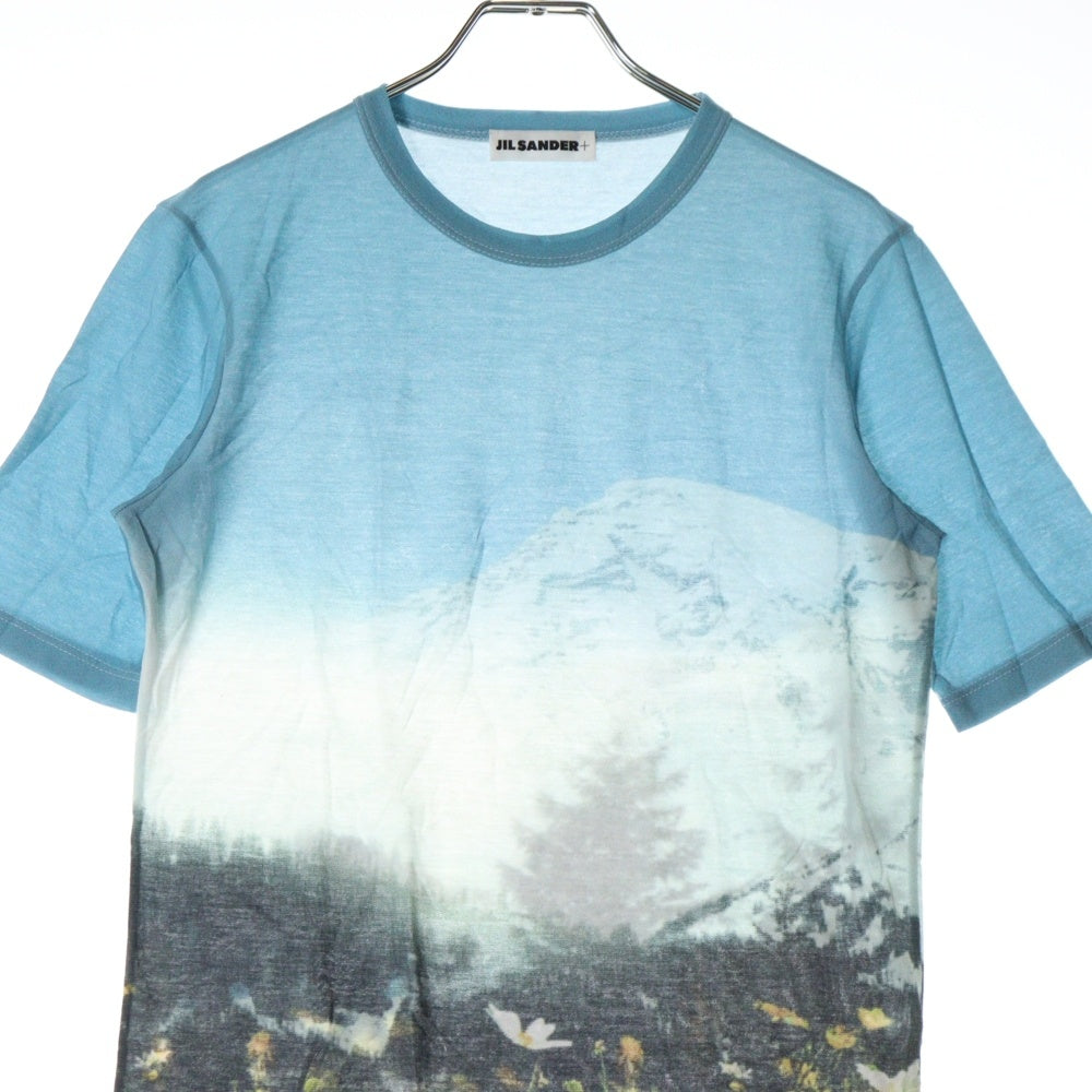 JIL SANDER(ジルサンダー) ALPS TECH COTTON TEE アルプス総柄プリント クルーネック 半袖Tシャツ ブルー J40GC0109 J20030 レディース