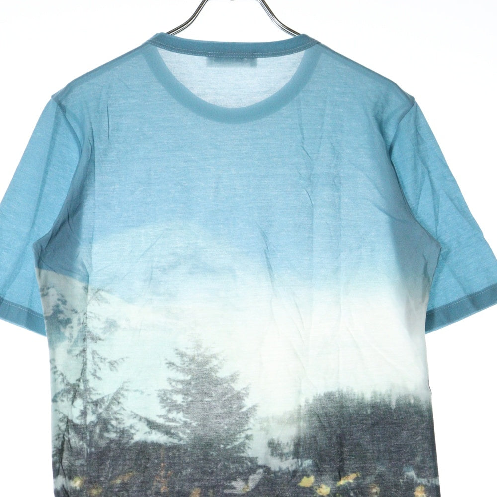 JIL SANDER(ジルサンダー) ALPS TECH COTTON TEE アルプス総柄プリント クルーネック 半袖Tシャツ ブルー J40GC0109 J20030 レディース