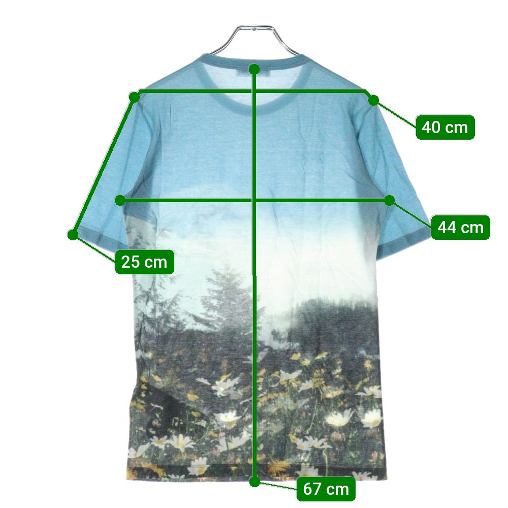 JIL SANDER(ジルサンダー) ALPS TECH COTTON TEE アルプス総柄プリント クルーネック 半袖Tシャツ ブルー J40GC0109 J20030 レディース
