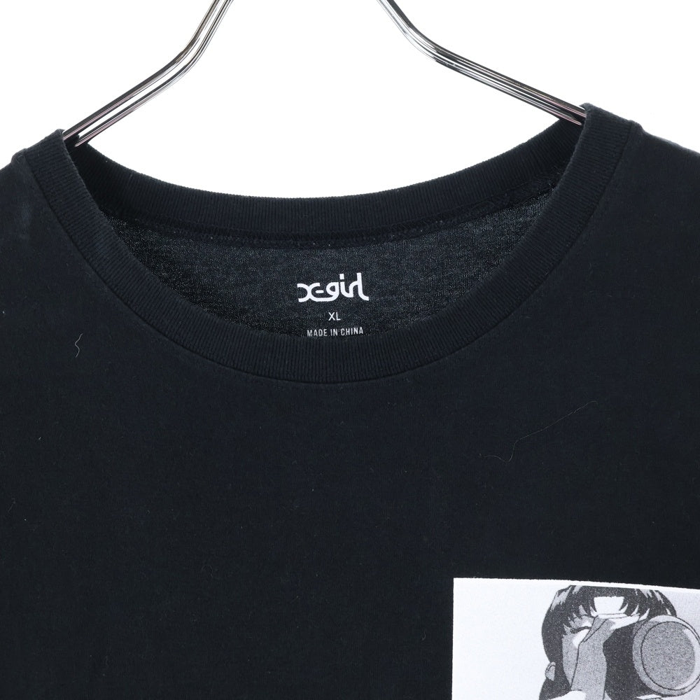 X-GIRL(エックスガール) 20SS ×EVANGELION エヴァンゲリオン 両面プリント クルーネック 半袖Tシャツ ブラック 105201011036