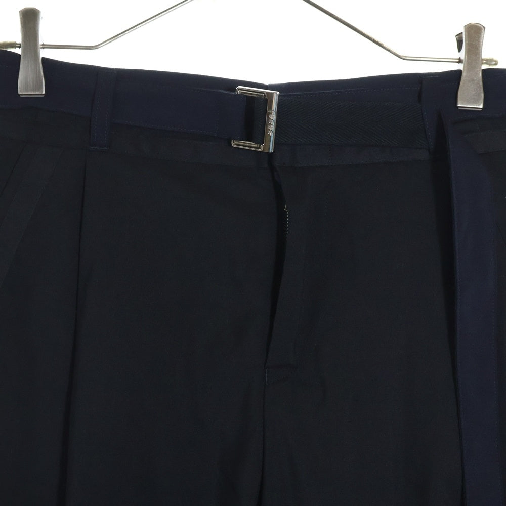 Sacai(サカイ) 21AW SUITING PANTS スーチング ベルテッド タック スラックスパンツ ブラック 21-02556M