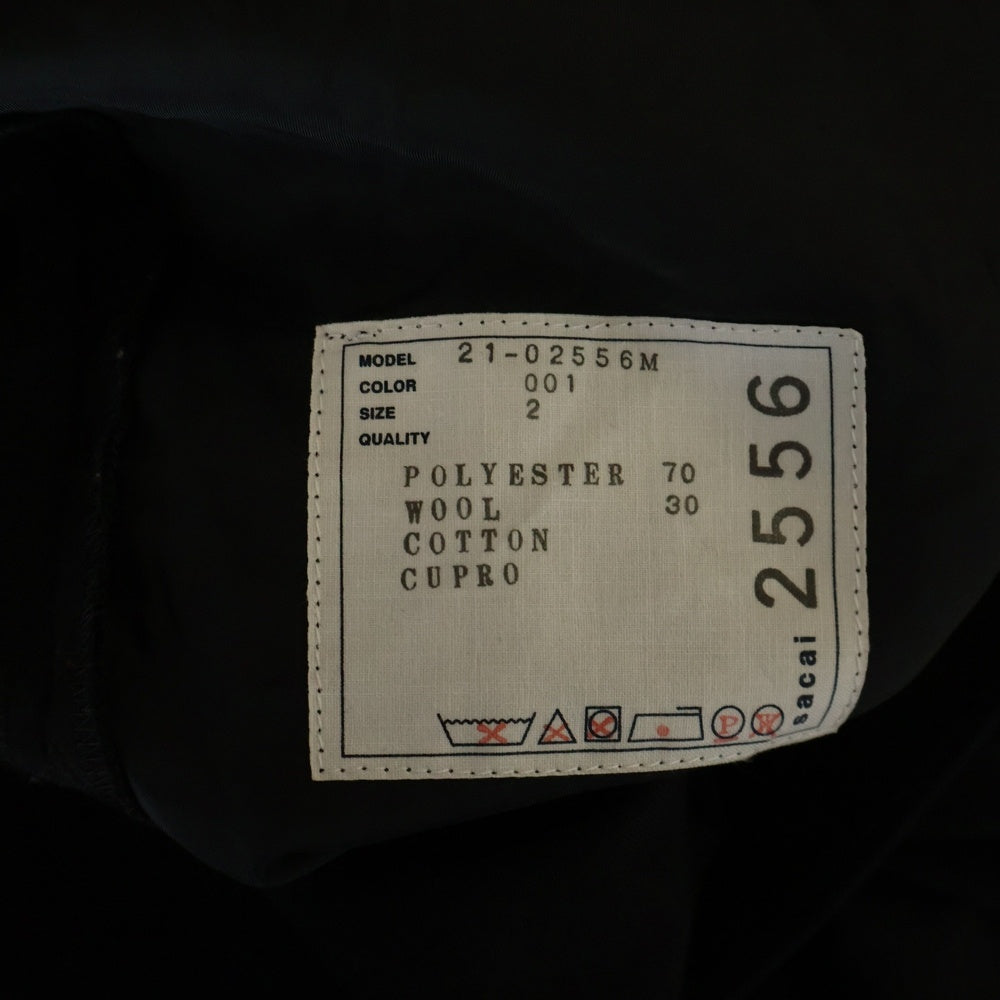 Sacai(サカイ) 21AW SUITING PANTS スーチング ベルテッド タック スラックスパンツ ブラック 21-02556M