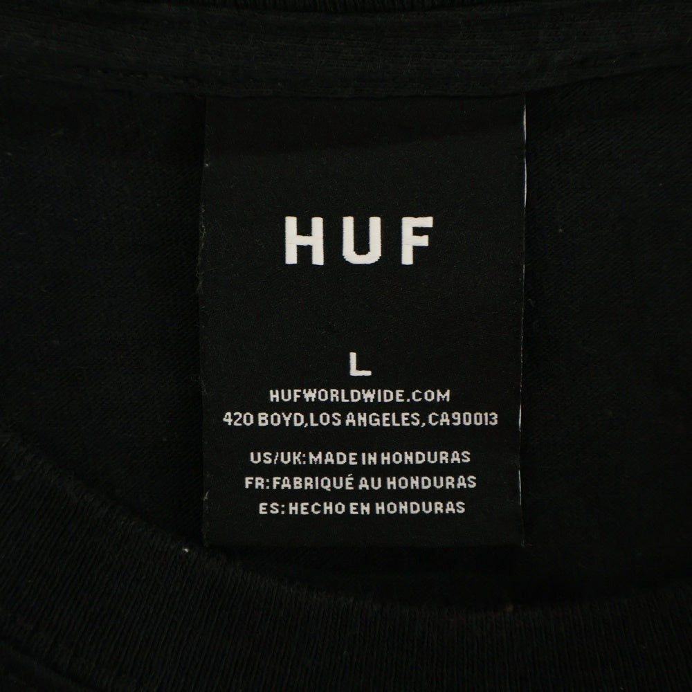 HUF(ハフ) WET CHERRY S/S TEE 両面プリント クルーネック 半袖Tシャツ ブラック