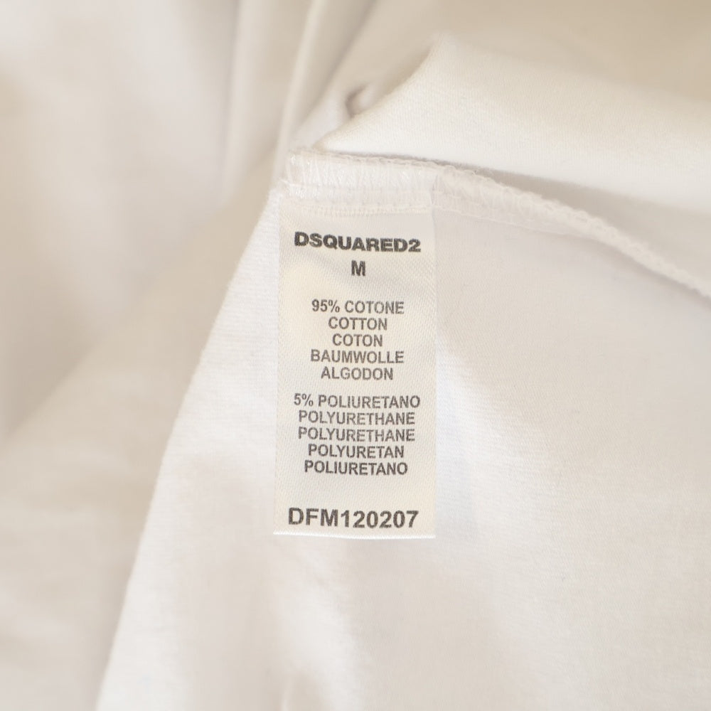 DSQUARED2(ディースクエアード) ROUTE 64 フロントワッペン付 クルーネック 半袖Tシャツ ホワイト DFM120207