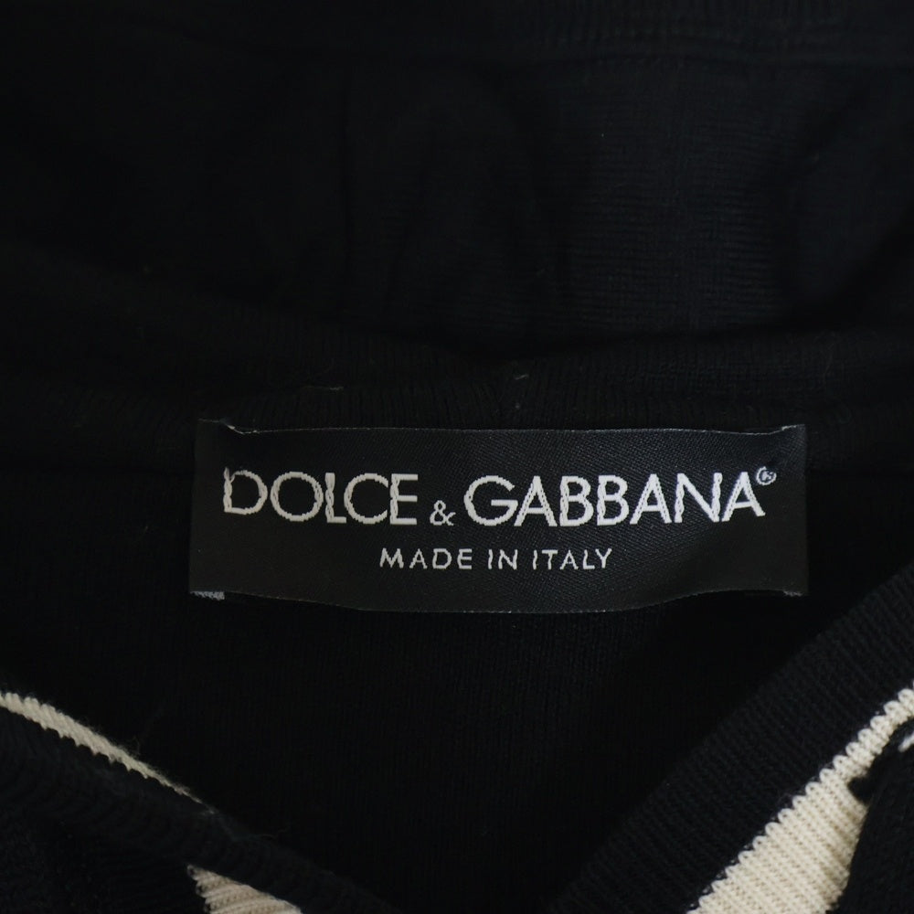DOLCE & GABBANA(ドルチェアンドガッバーナ) フロント ロゴ刺繍 コットン プルオーバーパーカー ブラック GX411Z JAVKM