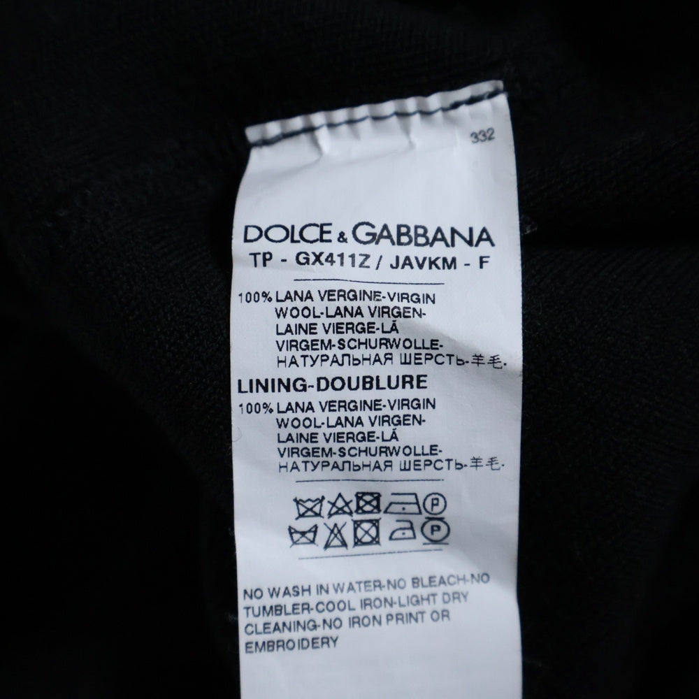 DOLCE & GABBANA(ドルチェアンドガッバーナ) フロント ロゴ刺繍 コットン プルオーバーパーカー ブラック GX411Z JAVKM