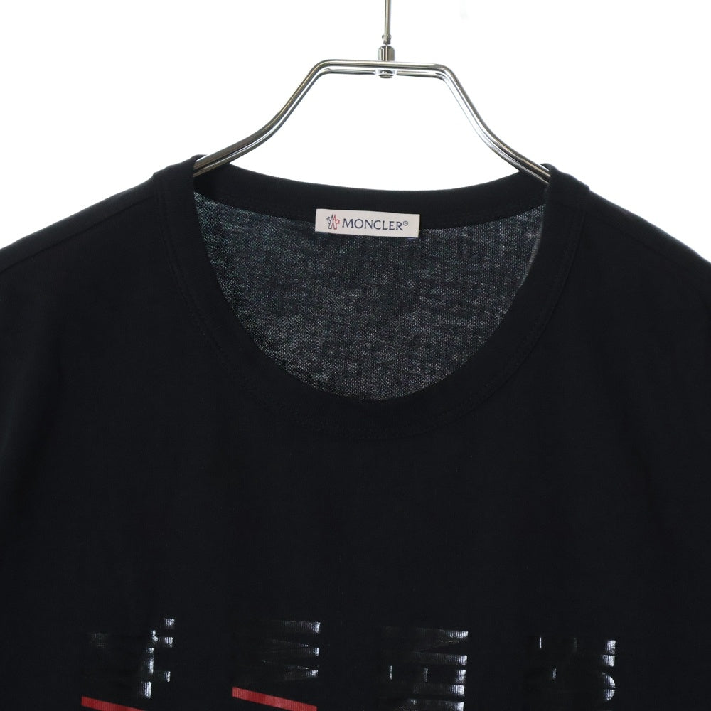 MONCLER(モンクレール) MAGLIA TEE フロントプリント クルーネック 半袖Tシャツ ブラック F10918C73710 8390T