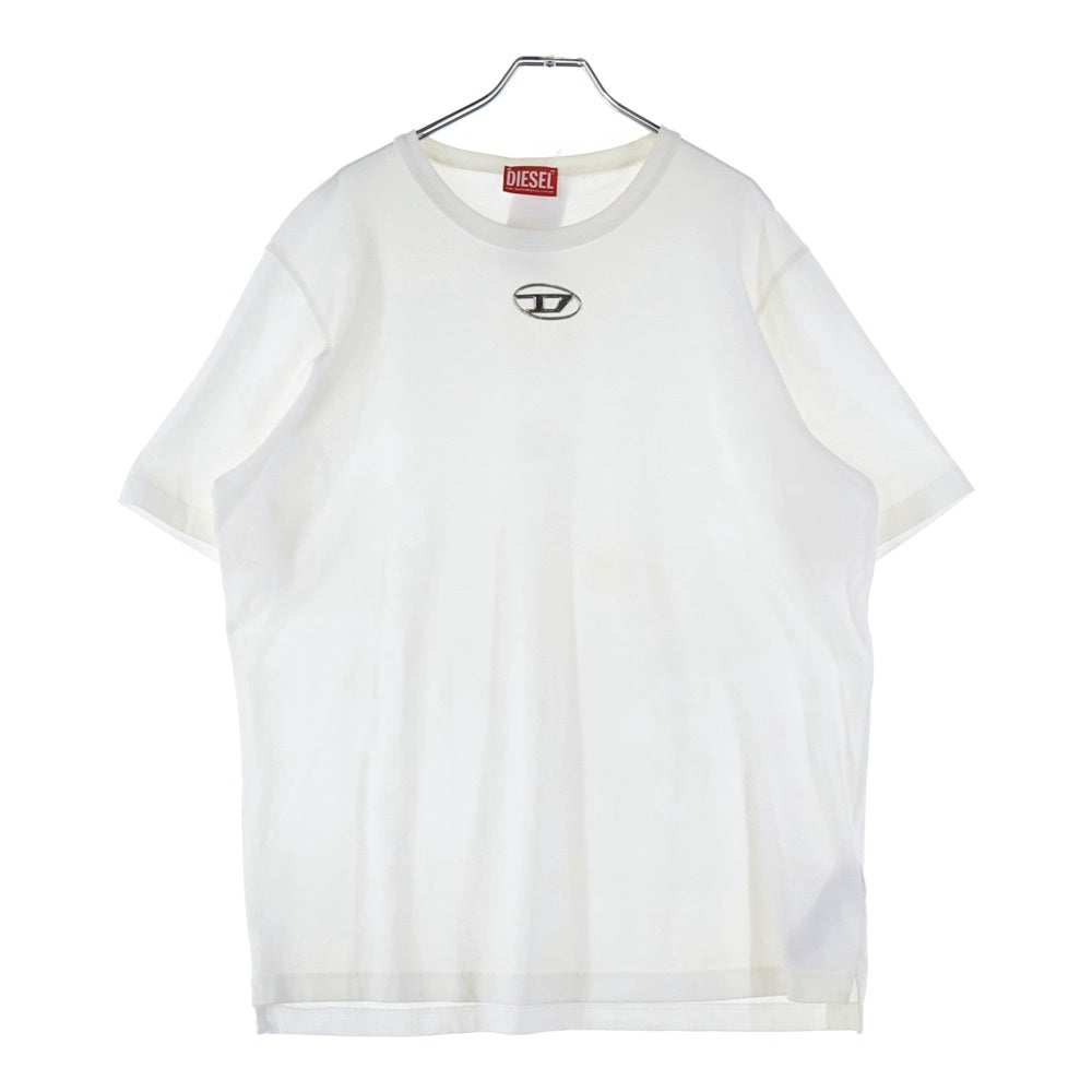 DIESEL(ディーゼル) フロントDロゴ クルーネック 半袖Tシャツ ホワイト A09864
