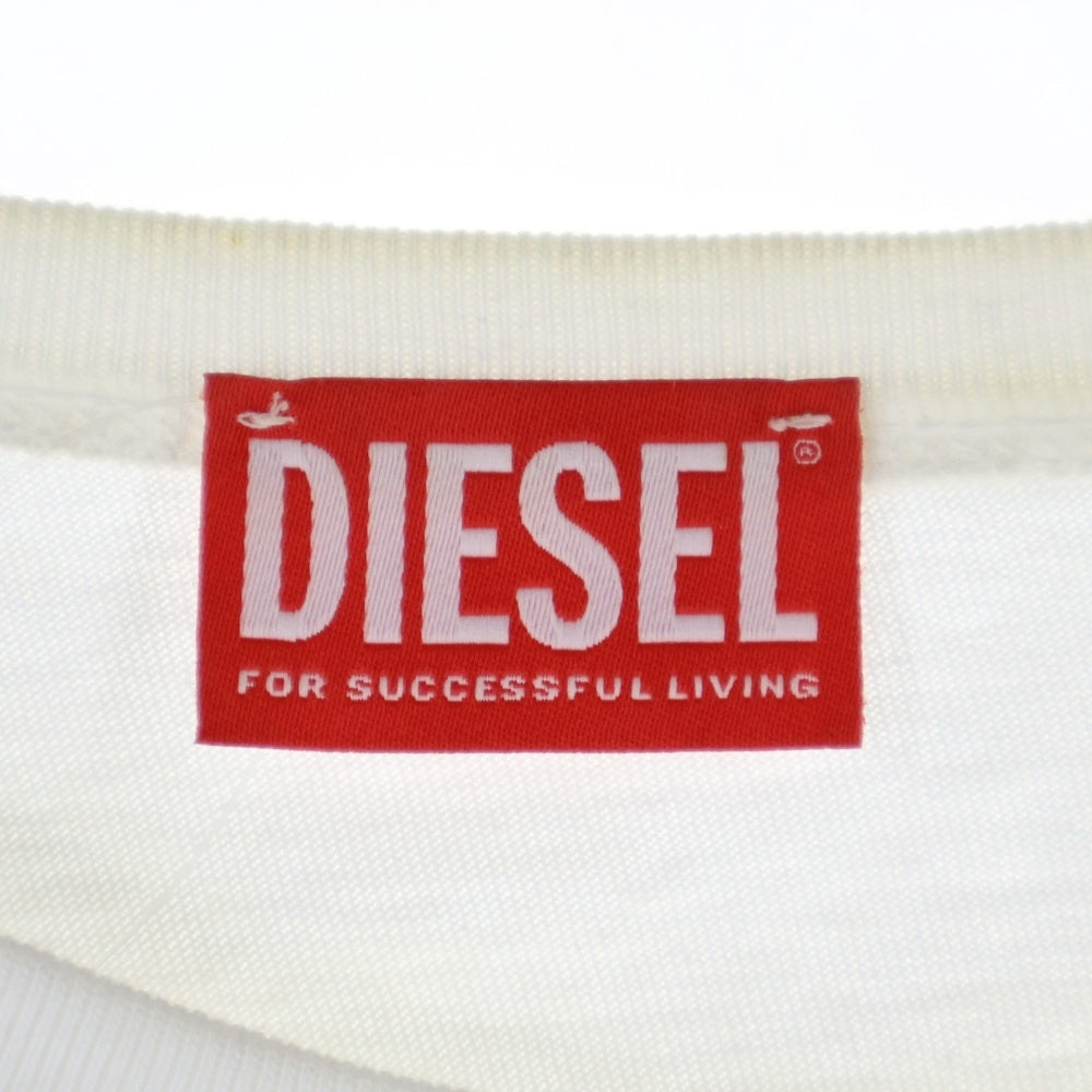 DIESEL(ディーゼル) フロントDロゴ クルーネック 半袖Tシャツ ホワイト A09864