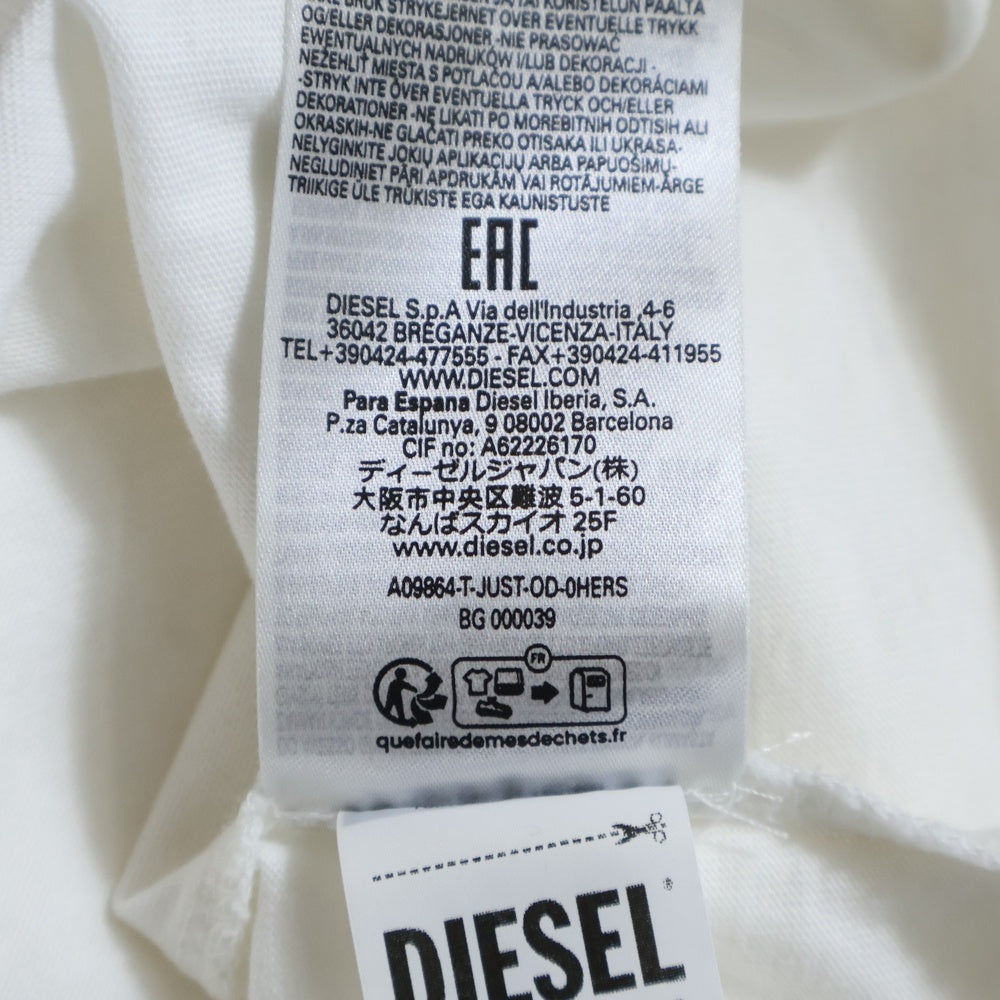 DIESEL(ディーゼル) フロントDロゴ クルーネック 半袖Tシャツ ホワイト A09864