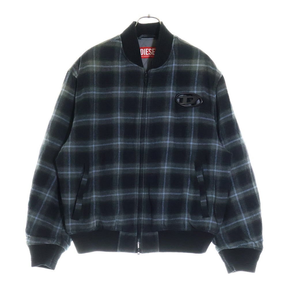 DIESEL(ディーゼル) Padded Bomber Jacket フロントDロゴ チェック ボンバージャケット グレー A16217 0ABCD