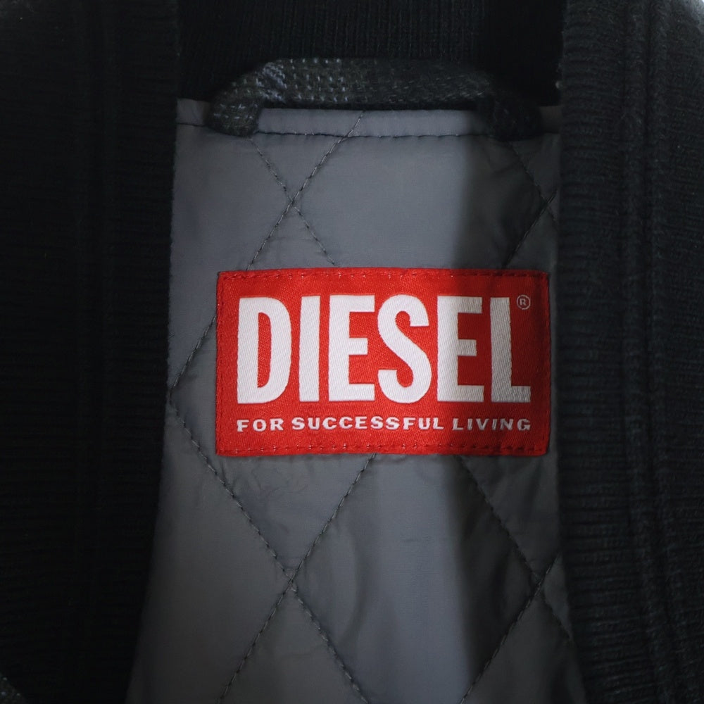 DIESEL(ディーゼル) Padded Bomber Jacket フロントDロゴ チェック ボンバージャケット グレー A16217 0ABCD