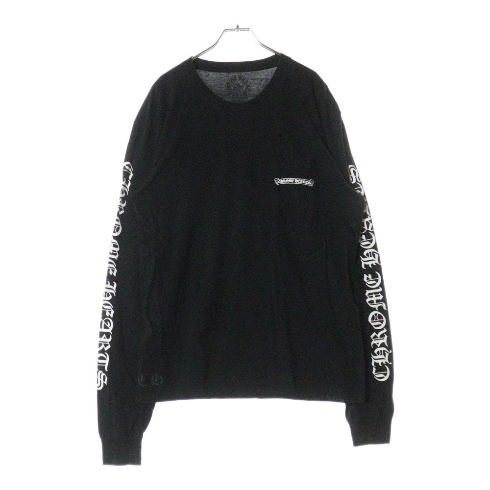 CHROME HEARTS(クロムハーツ) CH L S 1 バックスクロール ロゴプリント 長袖 Tシャツ ロングスリーブ カットソー ブラック