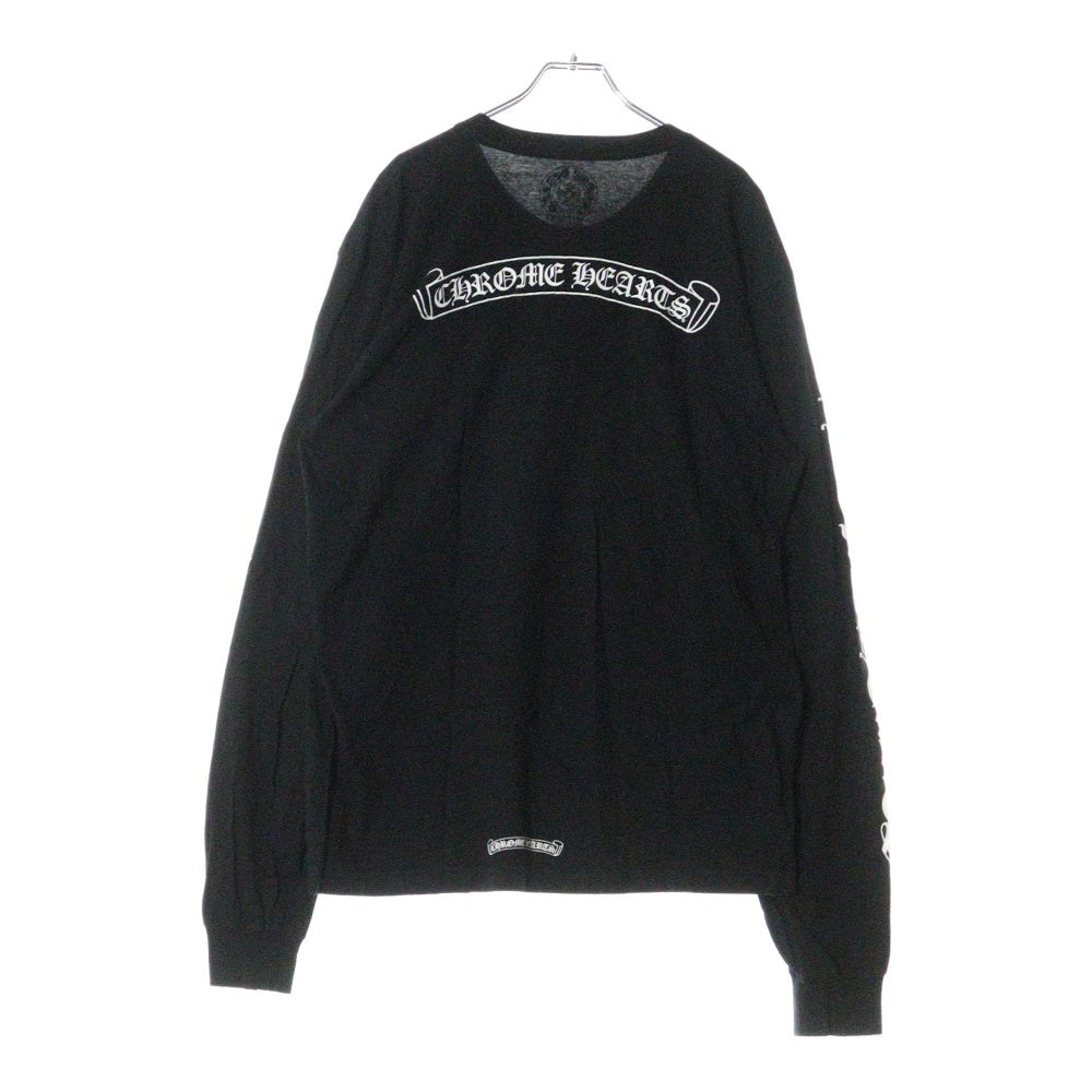 CHROME HEARTS(クロムハーツ) CH L S 1 バックスクロール ロゴプリント 長袖 Tシャツ ロングスリーブ カットソー ブラック