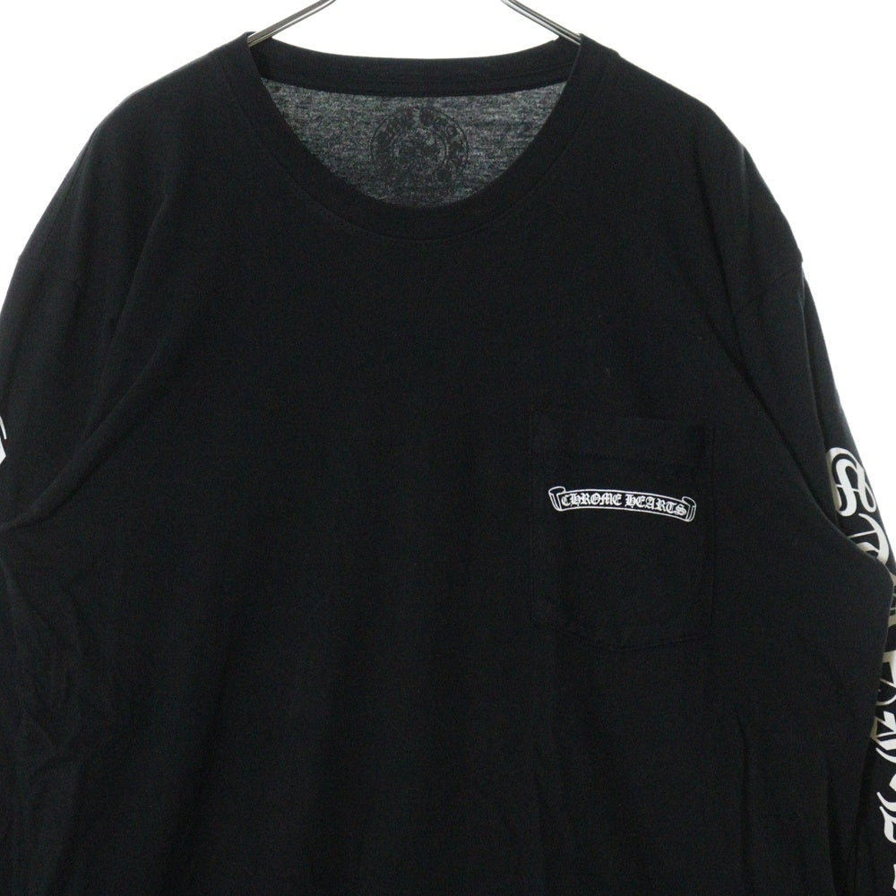 CHROME HEARTS(クロムハーツ) CH L S 1 バックスクロール ロゴプリント 長袖 Tシャツ ロングスリーブ カットソー ブラック
