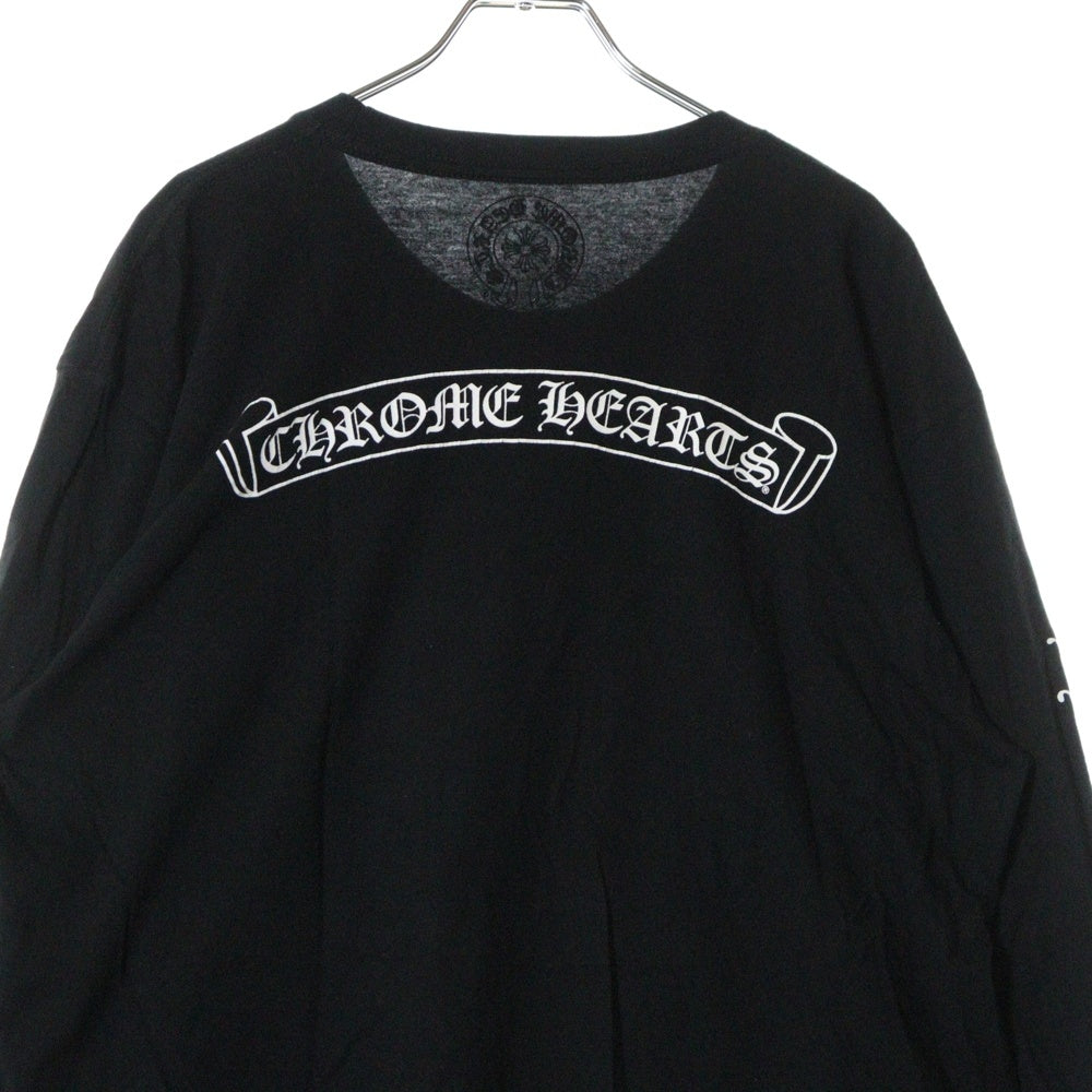 CHROME HEARTS(クロムハーツ) CH L S 1 バックスクロール ロゴプリント 長袖 Tシャツ ロングスリーブ カットソー ブラック