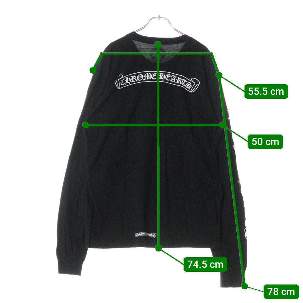 CHROME HEARTS(クロムハーツ) CH L S 1 バックスクロール ロゴプリント 長袖 Tシャツ ロングスリーブ カットソー ブラック