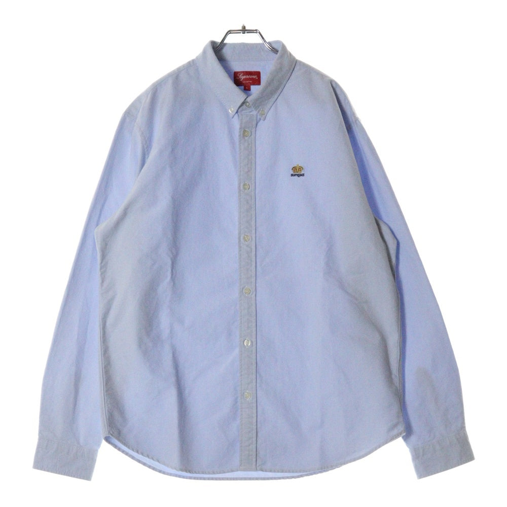SUPREME(シュプリーム) Crown Logo Oxford Shirt クラウンロゴオックスフォード長袖シャツ 刺繍ボタンダウンシャツ ブルー