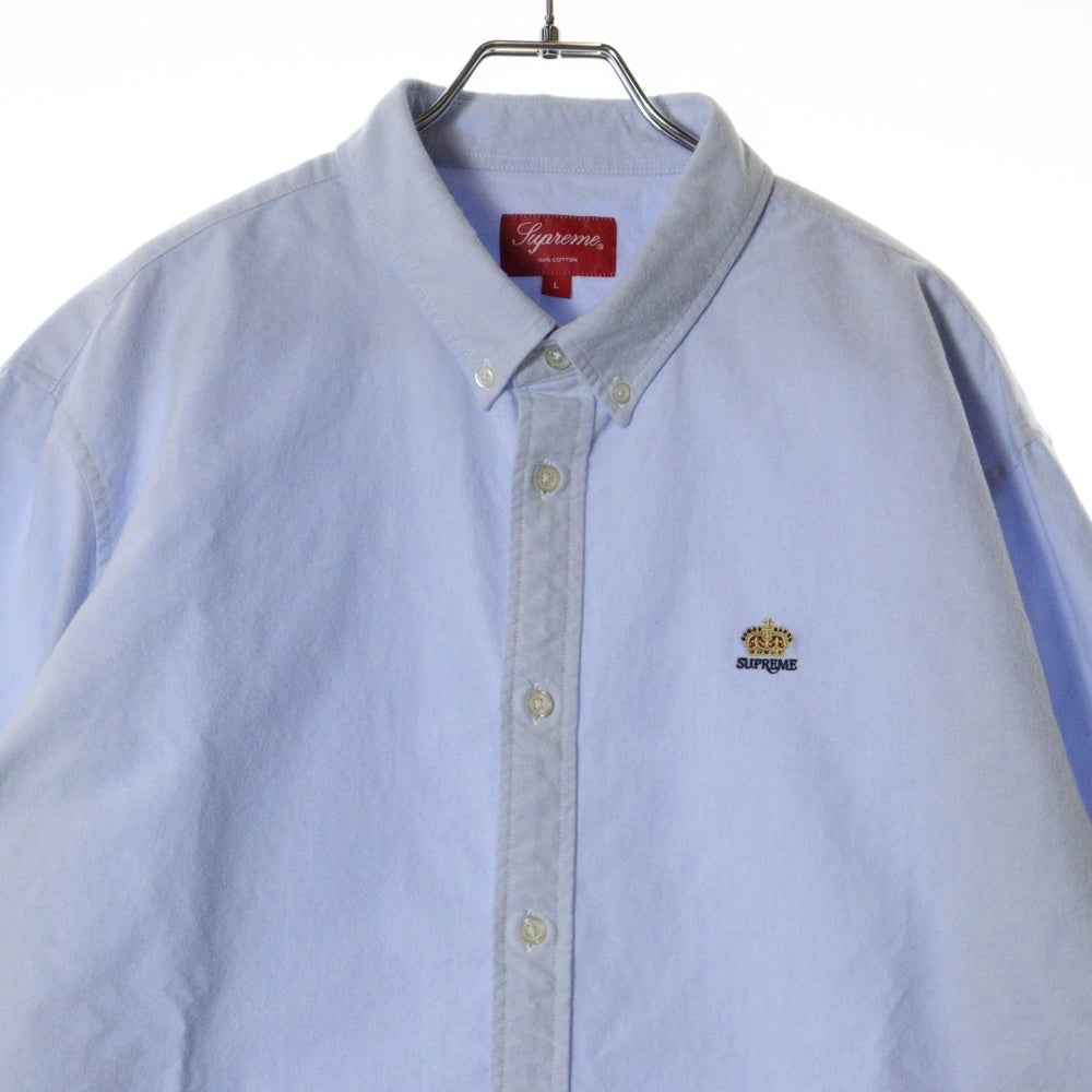 SUPREME(シュプリーム) Crown Logo Oxford Shirt クラウンロゴオックスフォード長袖シャツ 刺繍ボタンダウンシャツ ブルー