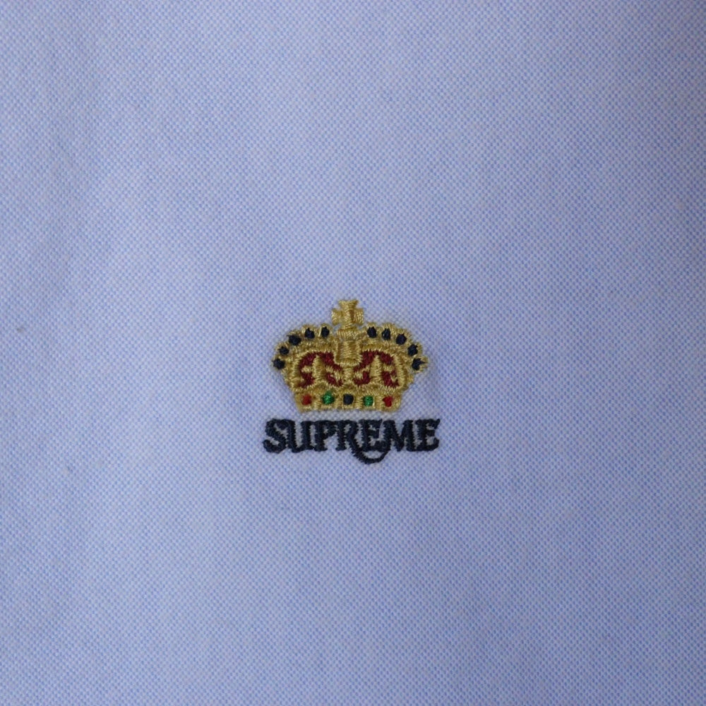 SUPREME(シュプリーム) Crown Logo Oxford Shirt クラウンロゴオックスフォード長袖シャツ 刺繍ボタンダウンシャツ ブルー