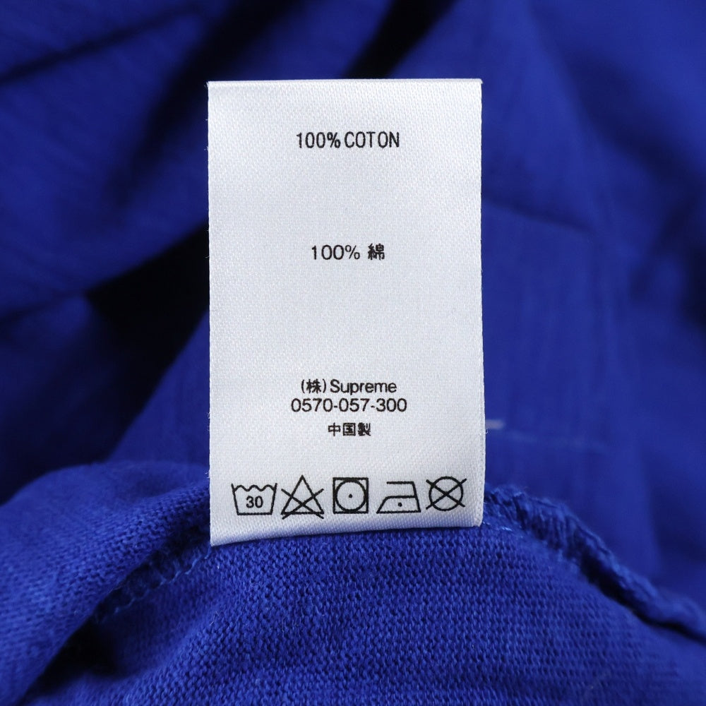 SUPREME(シュプリーム) 19AW Flame S/S Top フレイムロゴワッペン付き半袖Tシャツ クルーネックカットソー ブルー