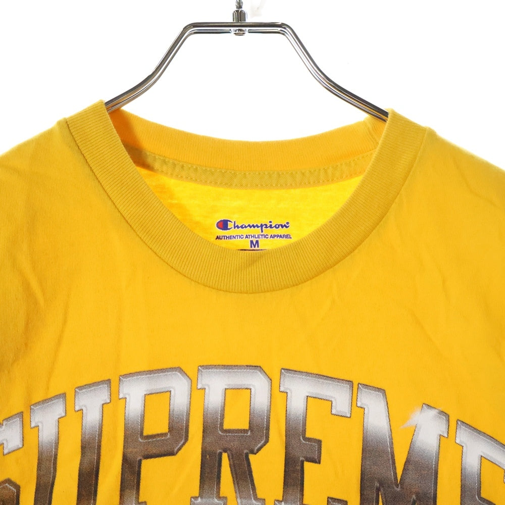 SUPREME(シュプリーム) 19SS ×Champion Chrome Crewneck チャンピオン クローム ロゴプリント Tシャツ 半袖カットソー イエロー