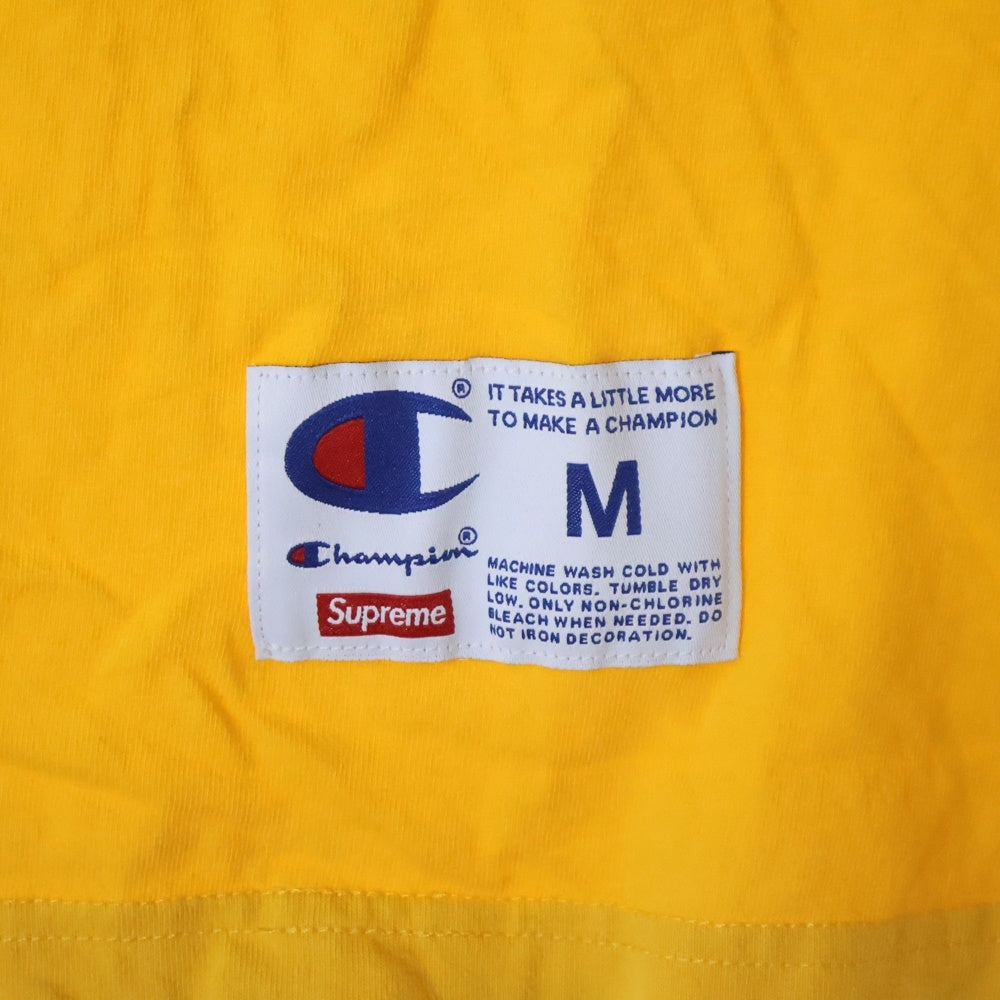 SUPREME(シュプリーム) 19SS ×Champion Chrome Crewneck チャンピオン クローム ロゴプリント Tシャツ 半袖カットソー イエロー