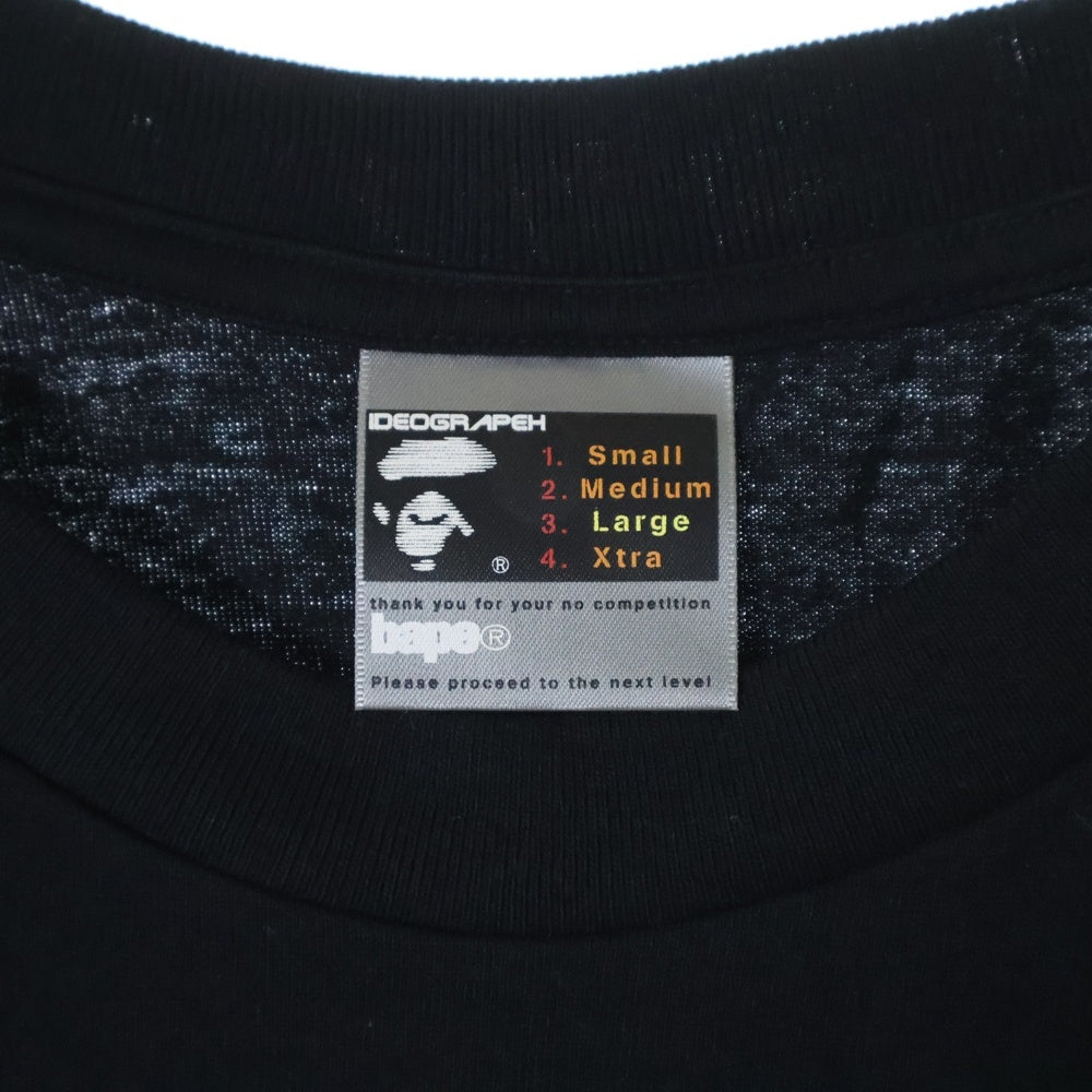 A BATHING APE(アベイシングエイプ) APE カモ柄 フロントプリント クルーネック 半袖Tシャツ ブラック