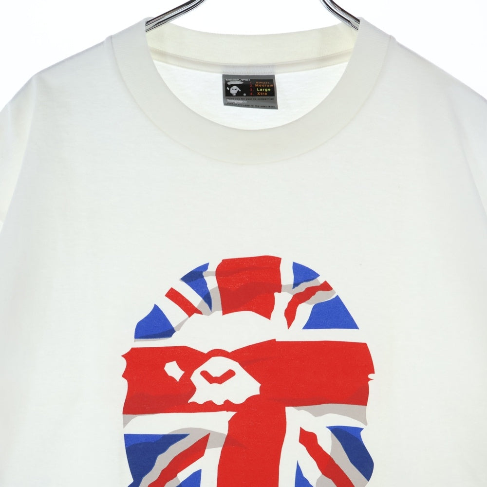 A BATHING APE(アベイシングエイプ) ユニオンジャック フロントプリント クルーネック 半袖シャツ ホワイト