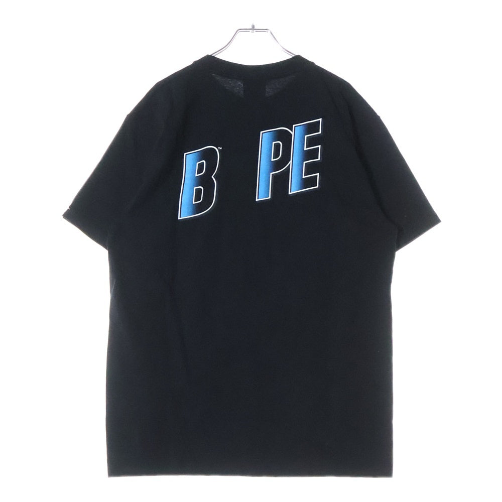 A BATHING APE(アベイシングエイプ) ダブルスターロゴ フロントプリント クルーネック 半袖Tシャツ ブラック