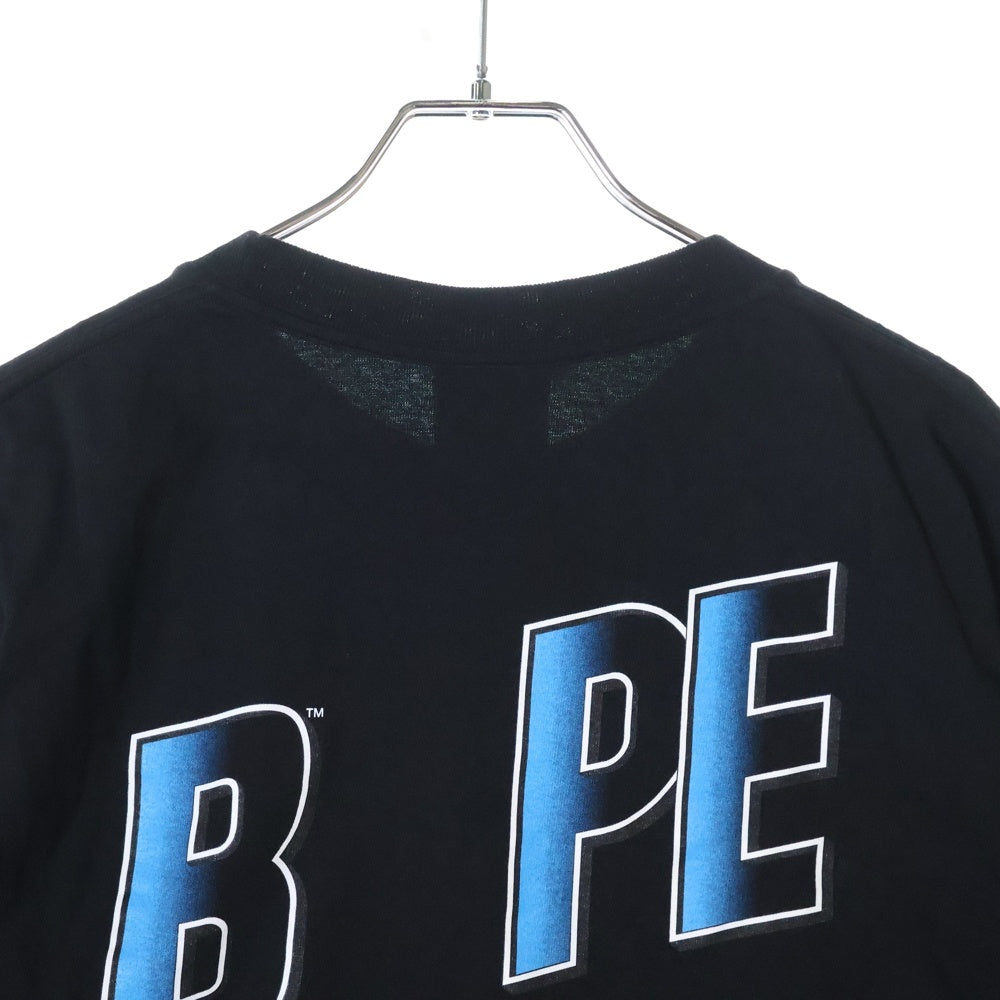 A BATHING APE(アベイシングエイプ) ダブルスターロゴ フロントプリント クルーネック 半袖Tシャツ ブラック