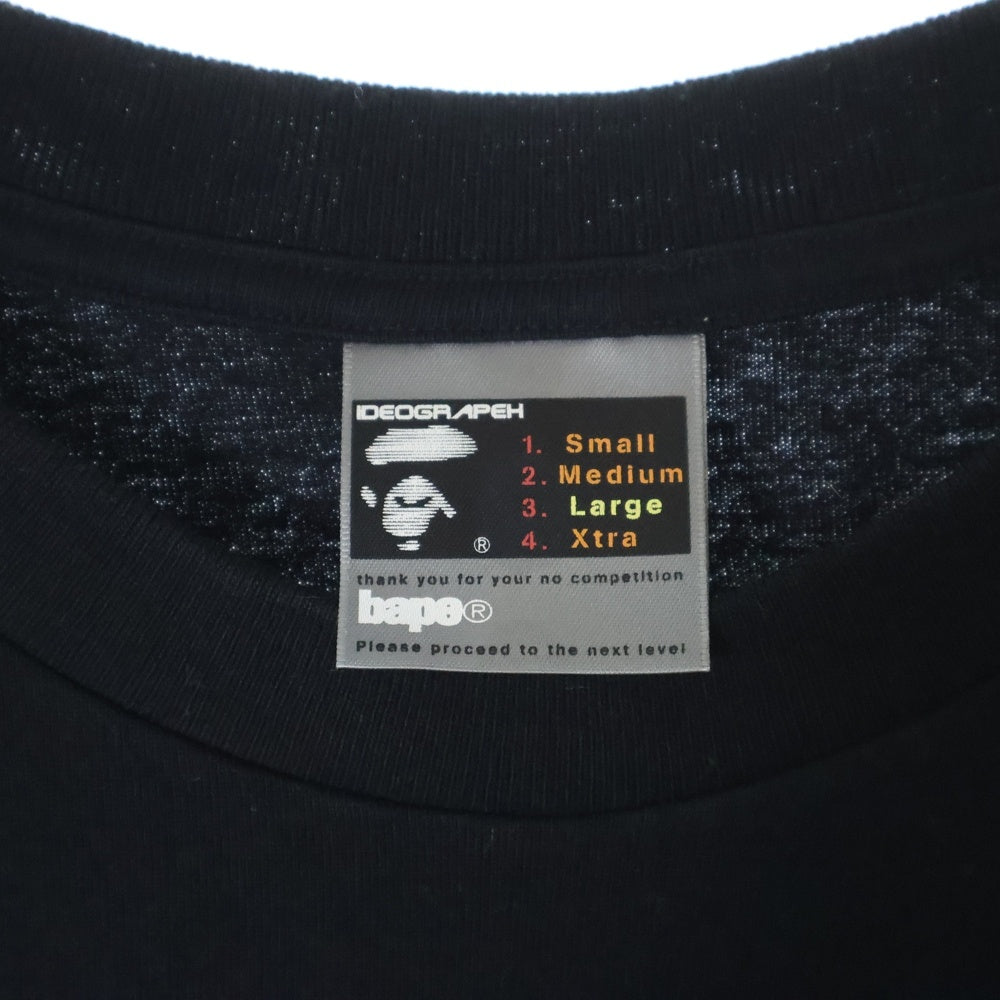 A BATHING APE(アベイシングエイプ) ダブルスターロゴ フロントプリント クルーネック 半袖Tシャツ ブラック