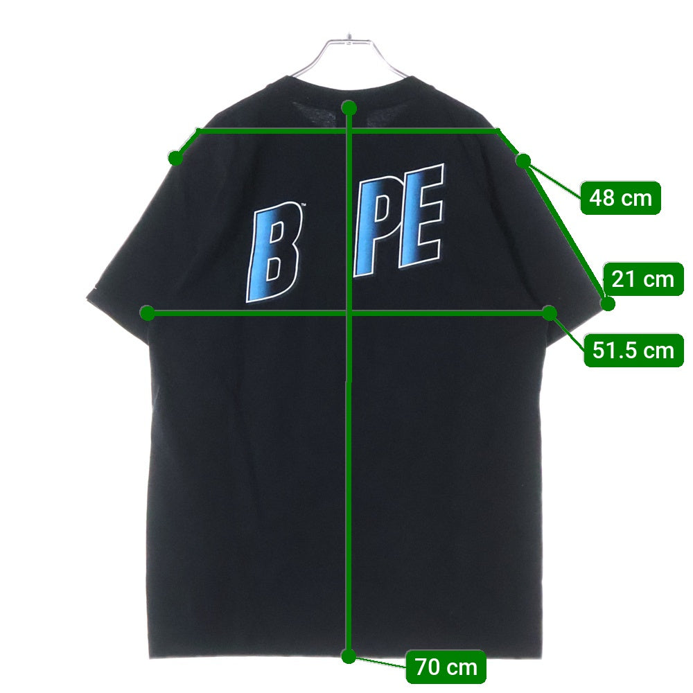 A BATHING APE(アベイシングエイプ) ダブルスターロゴ フロントプリント クルーネック 半袖Tシャツ ブラック