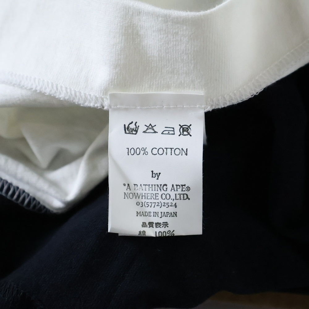 A BATHING APE(アベイシングエイプ) ×NEIGHBORHOOD ネイバーフッド 再構築 クルーネック 半袖Tシャツ ブラック/ホワイト
