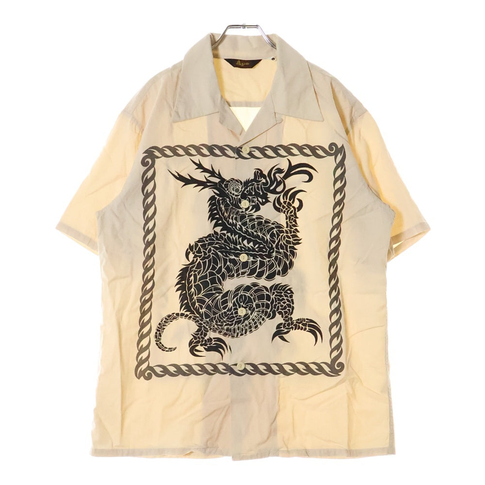 A BATHING APE(アベイシングエイプ) 両面ドラゴンプリント コットン 半袖シャツ ベージュ