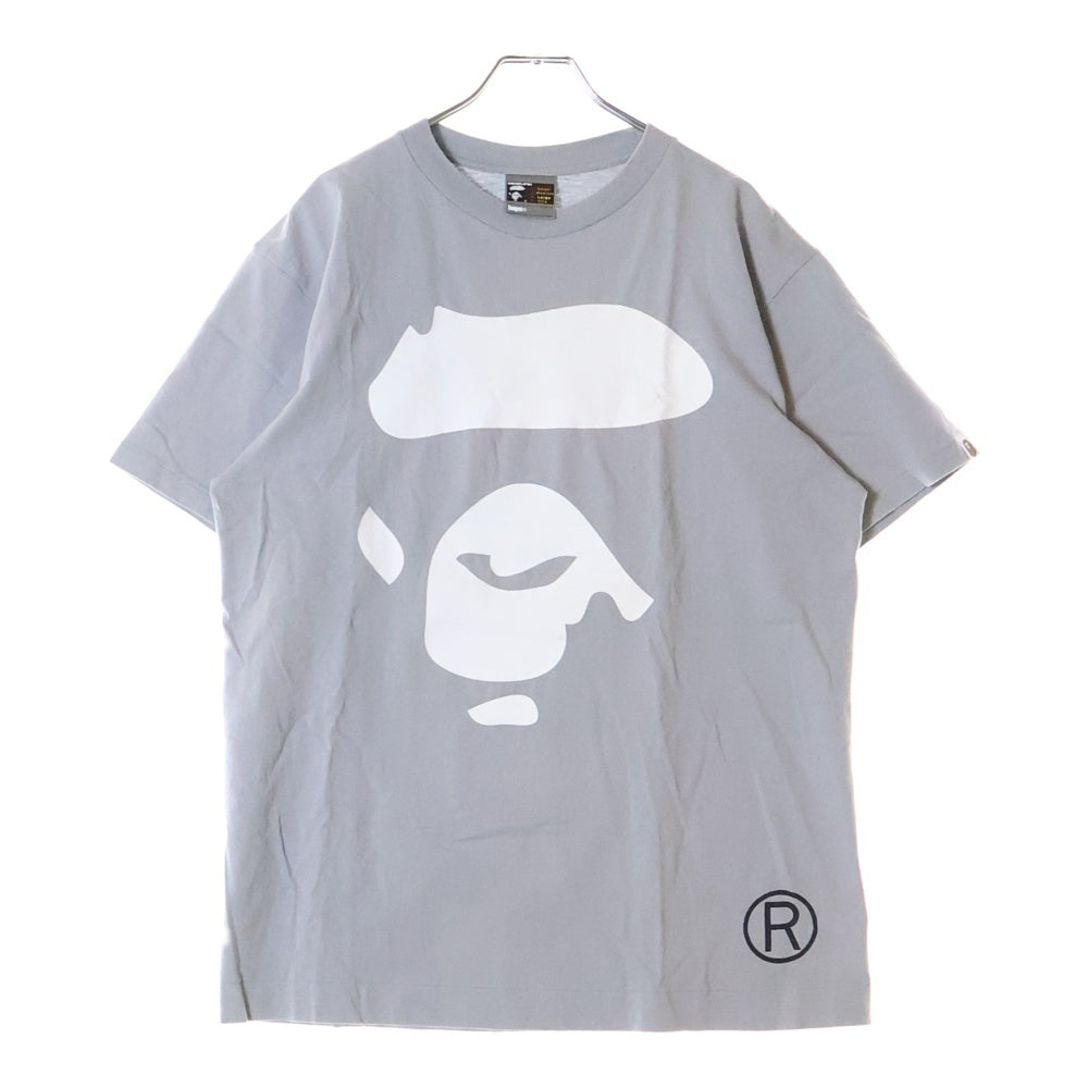 A BATHING APE(アベイシングエイプ) ロゴフリントプリント クルーネック 半袖Tシャツ グレー