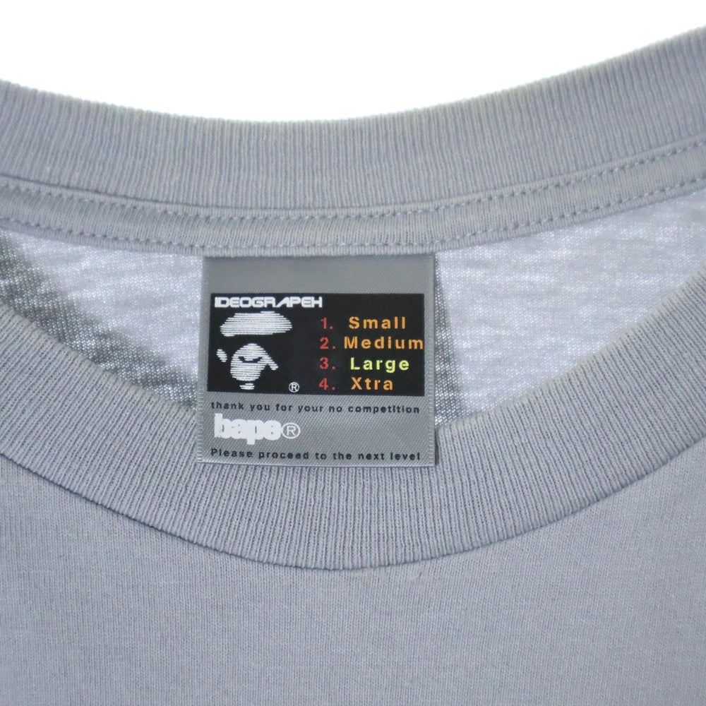 A BATHING APE(アベイシングエイプ) ロゴフリントプリント クルーネック 半袖Tシャツ グレー