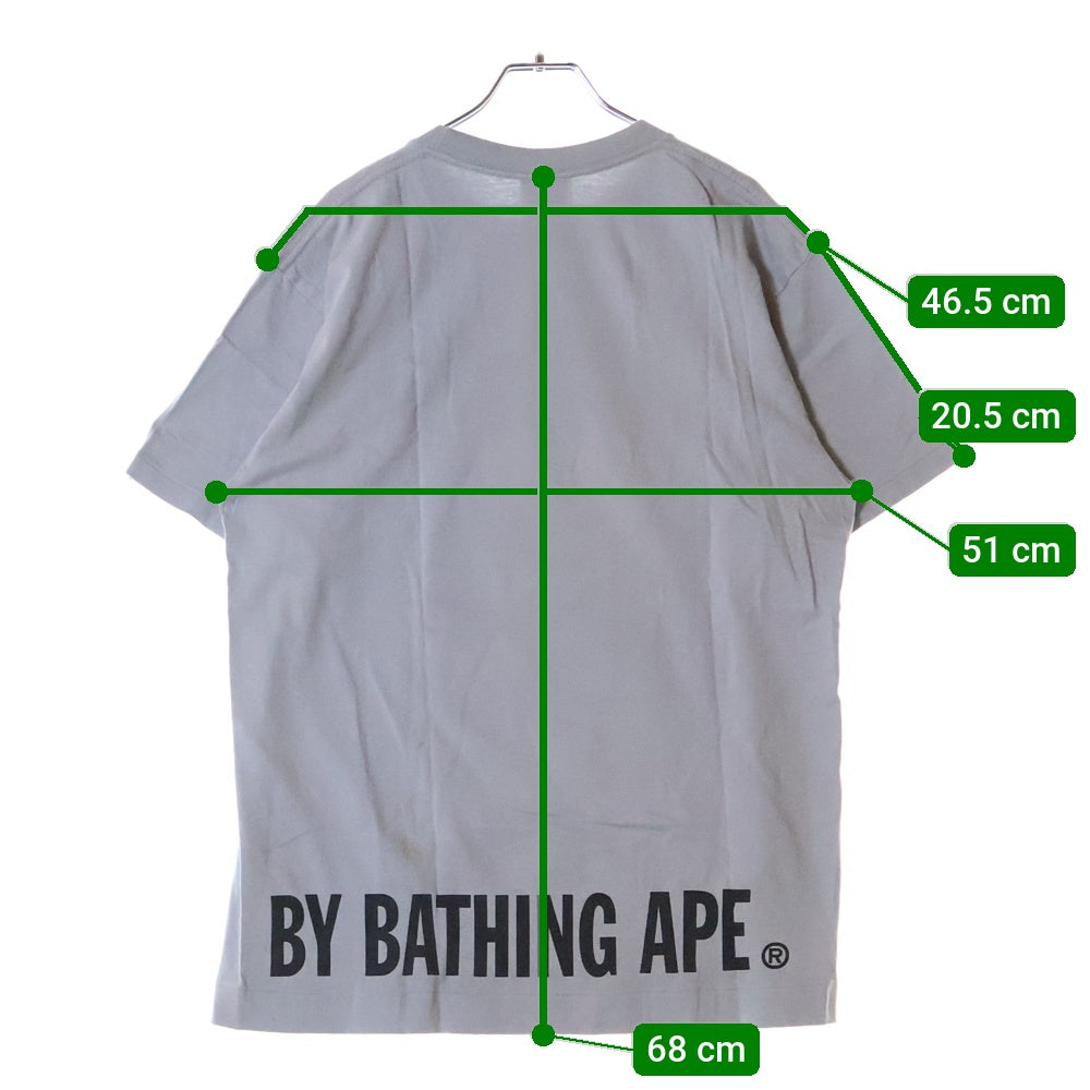 A BATHING APE(アベイシングエイプ) ロゴフリントプリント クルーネック 半袖Tシャツ グレー