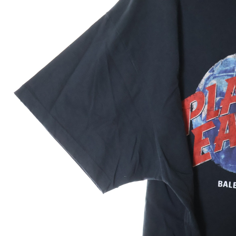 BALENCIAGA(バレンシアガ) PRANET EARTH OVERSIZED T-SHIRT ダメージ加工 プラネットアース オーバーサイズ半袖Tシャツ ブラック 787349 TRVC9