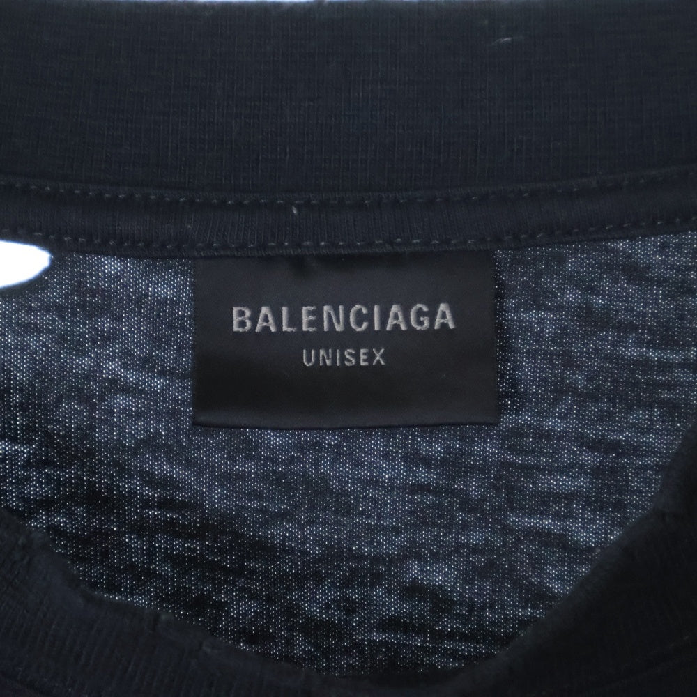 BALENCIAGA(バレンシアガ) PRANET EARTH OVERSIZED T-SHIRT ダメージ加工 プラネットアース オーバーサイズ半袖Tシャツ ブラック 787349 TRVC9
