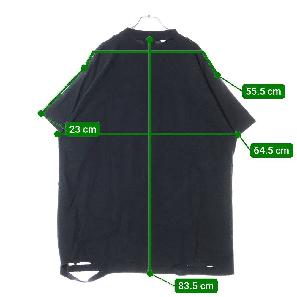 BALENCIAGA(バレンシアガ) PRANET EARTH OVERSIZED T-SHIRT ダメージ加工 プラネットアース オーバーサイズ半袖Tシャツ ブラック 787349 TRVC9